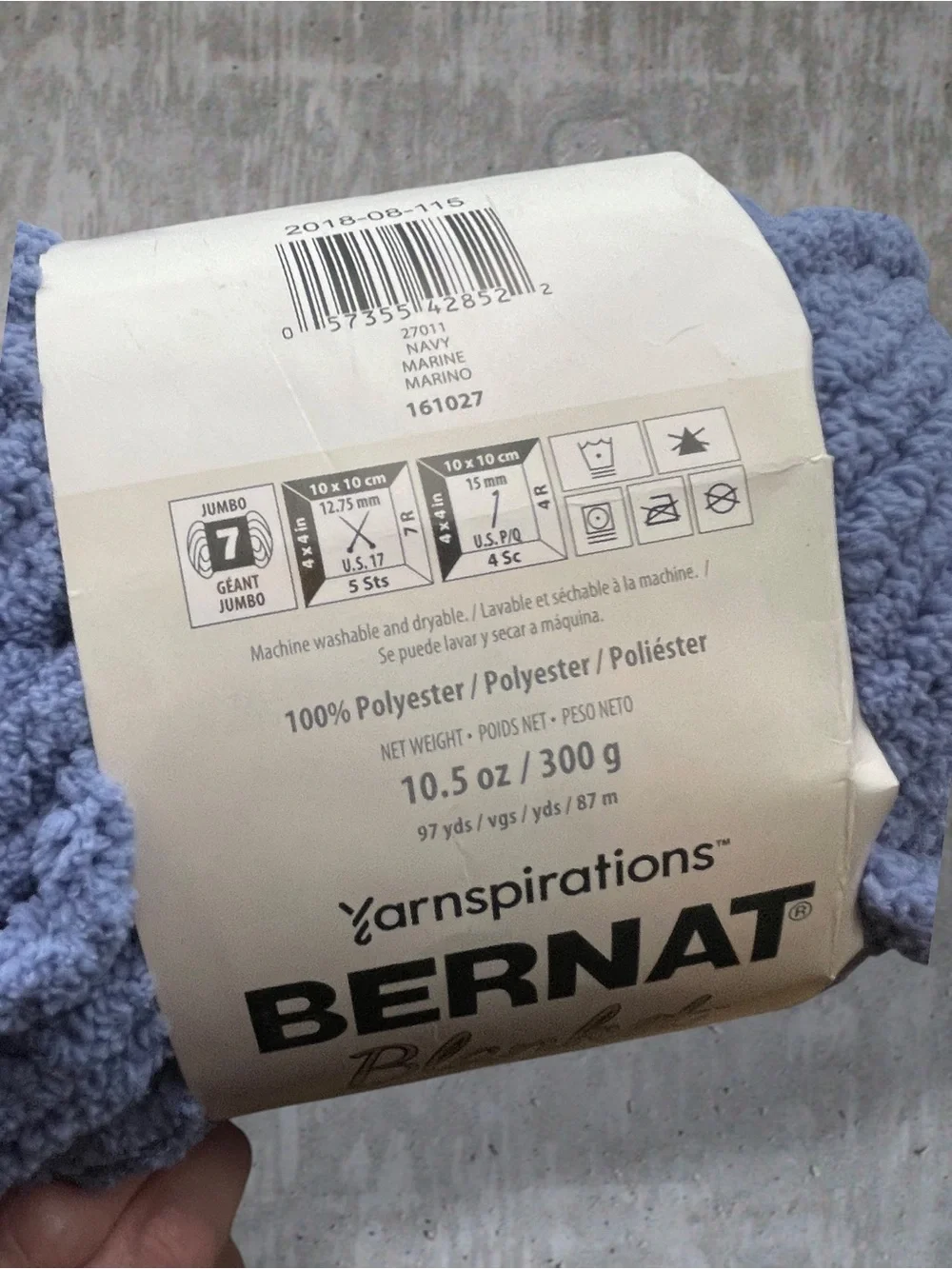 Bernat Blanket Extra Yarn Bundle 27011 NAVY MARINE 10.5oz/300g 220 Yards (2Pk)